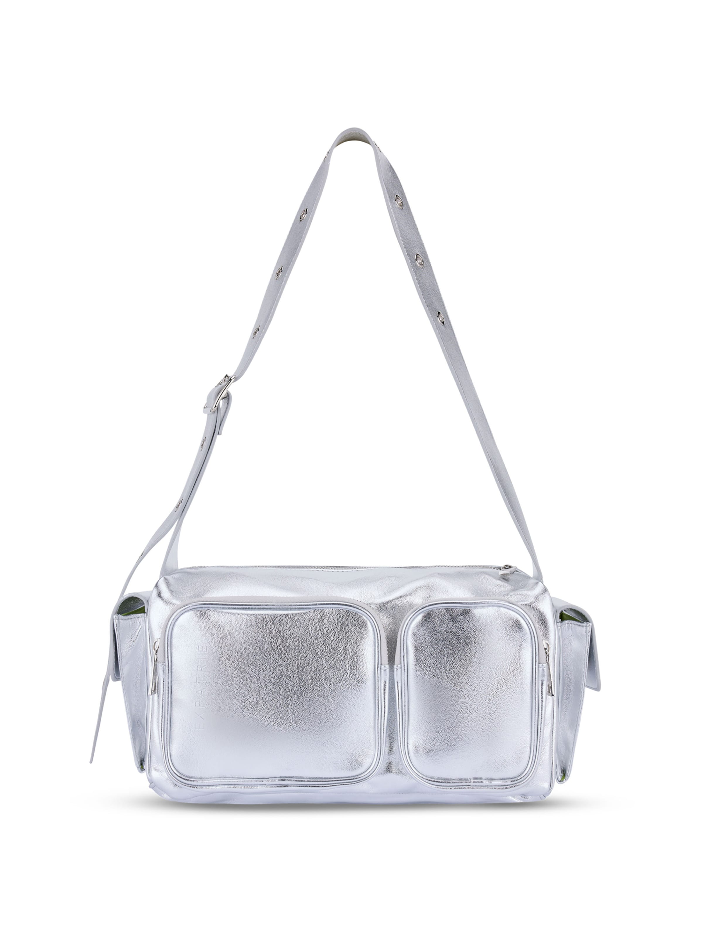 Borsa a spalla 'Stella' di Expatrié in argento: frontale