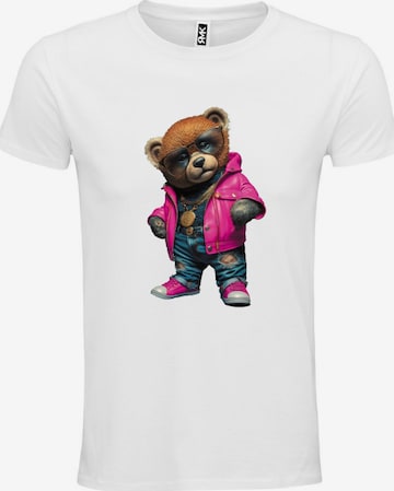 RMK Shirt 'Lederjacke Teddy Bär' in White: front