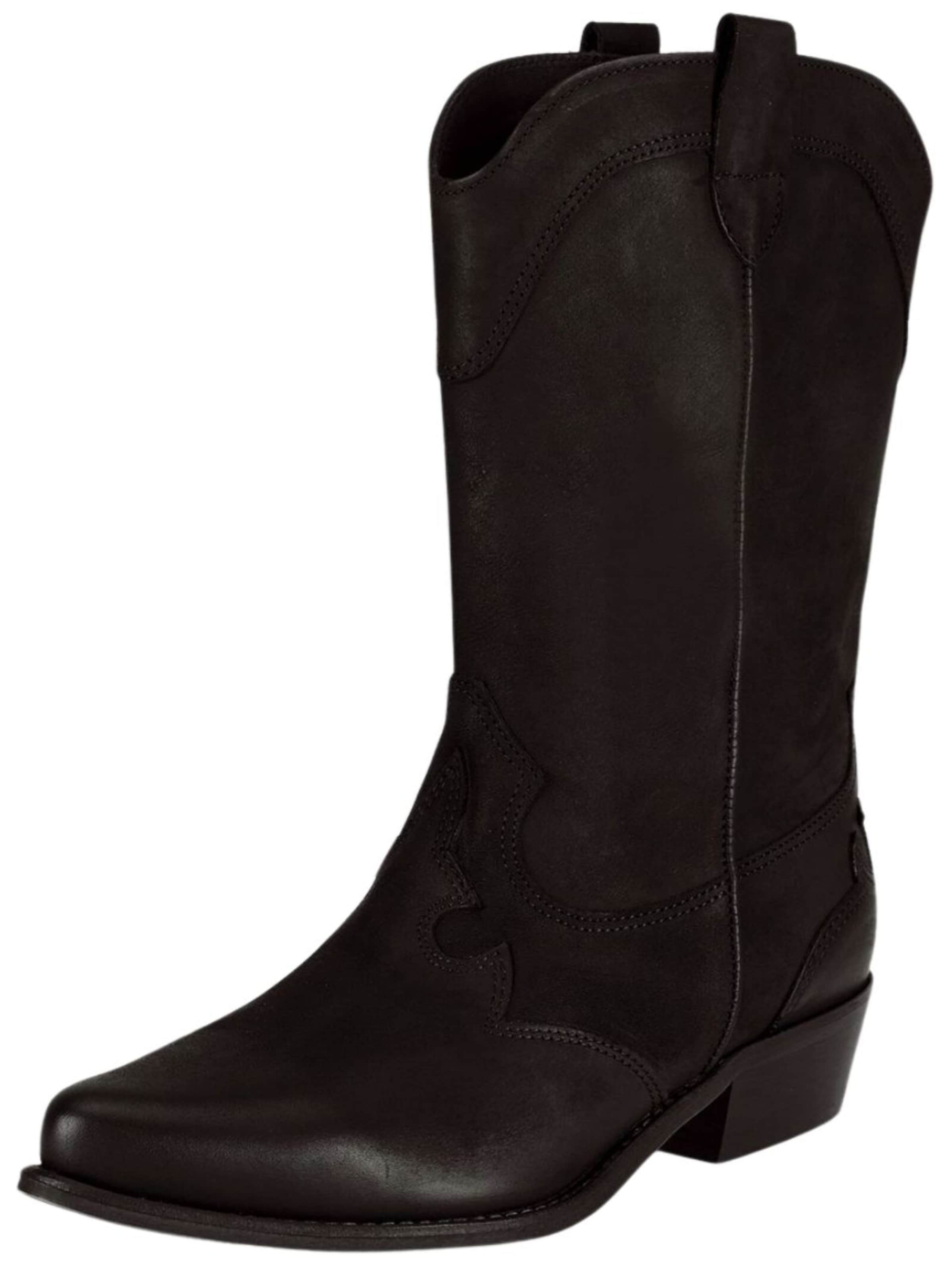 Felmini Wide Fit Cowboy Boots 'Gerbera W039' in Black: front