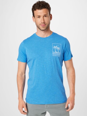 KnowledgeCotton Apparel Shirt 'Slub' in Blauw: voorkant