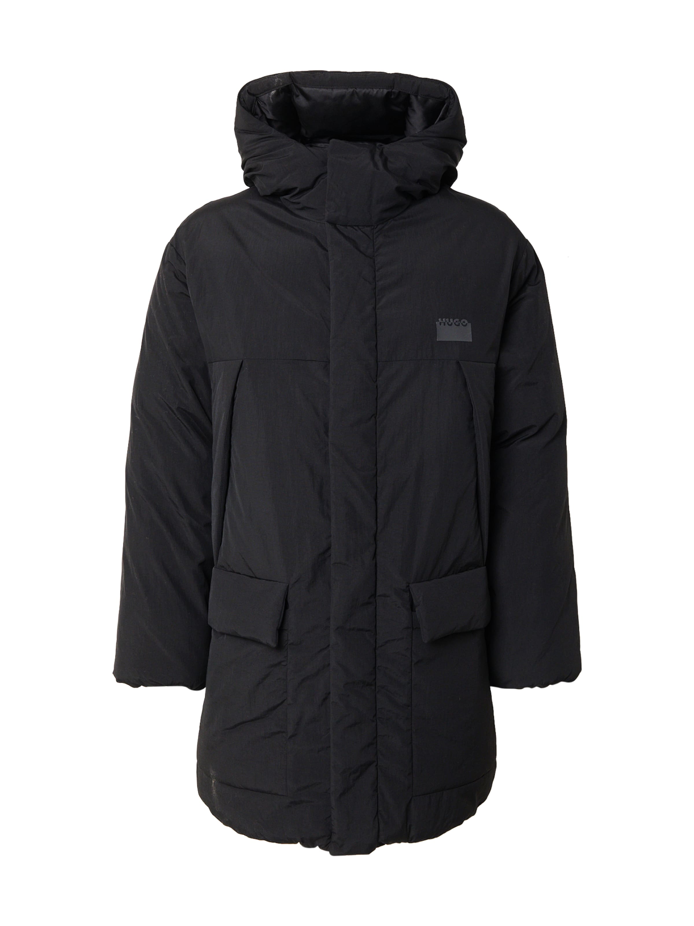 HUGO Χειμερινό παλτό 'Mandev2541' σε μαύρο: μπροστά