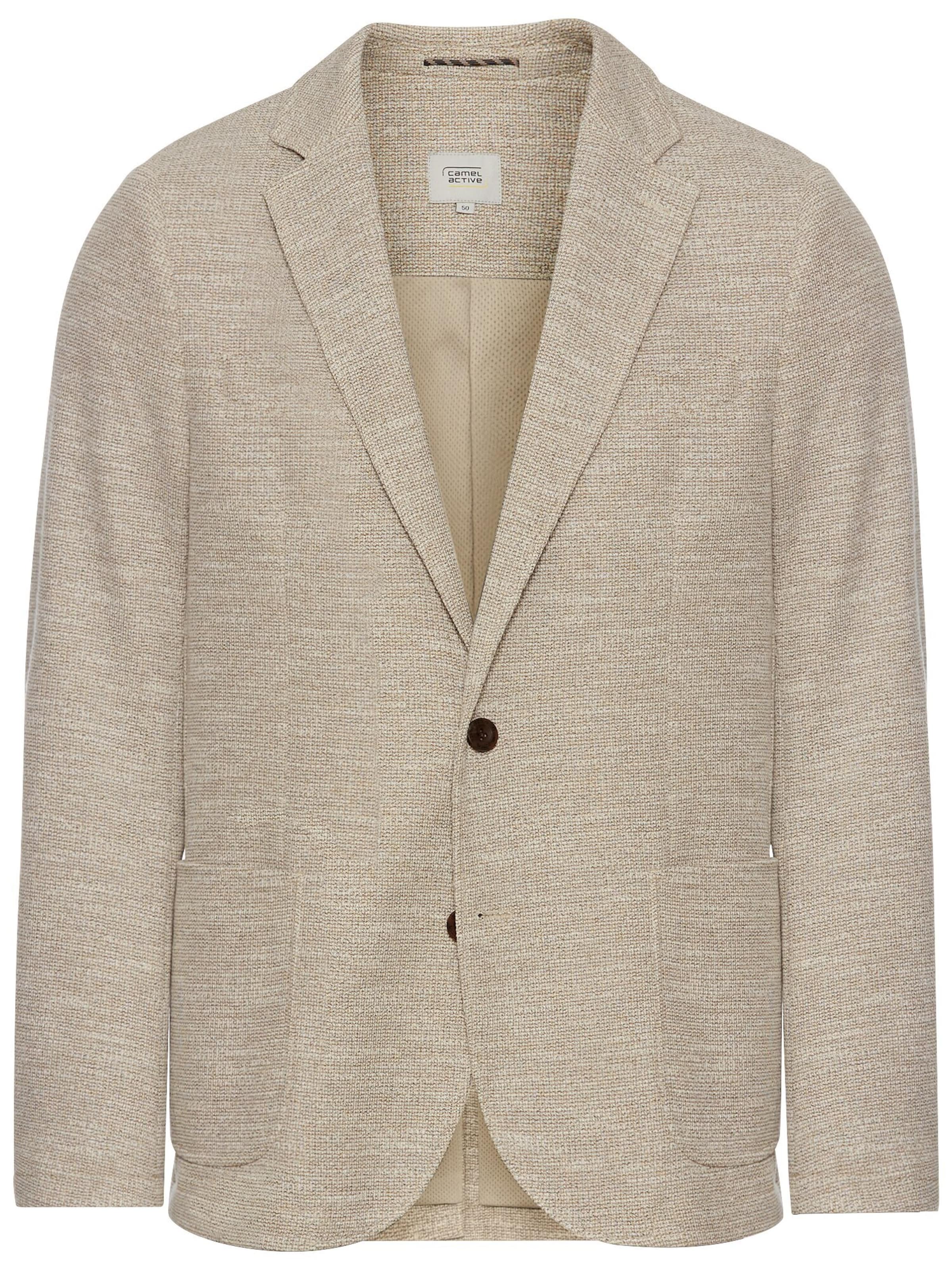 CAMEL ACTIVE Regular Fit Jersey Sakko mit 2-Knopf-Verschluss in Beige: Vorderseite