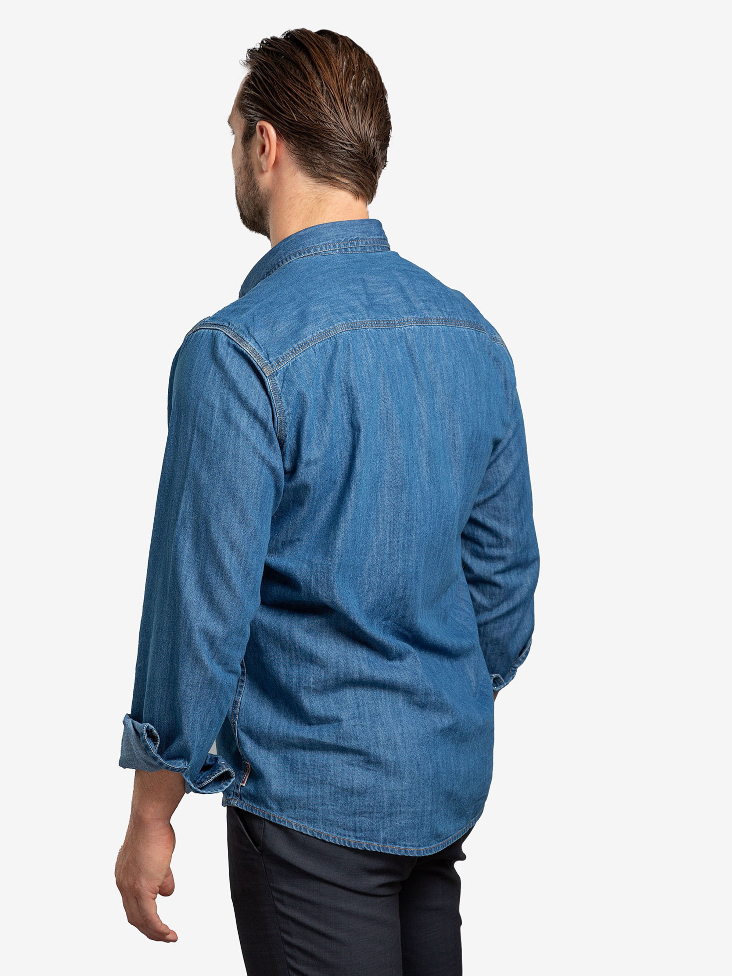 Checker - Ajuste regular Camisa ' Dynasty Denim ' en azul