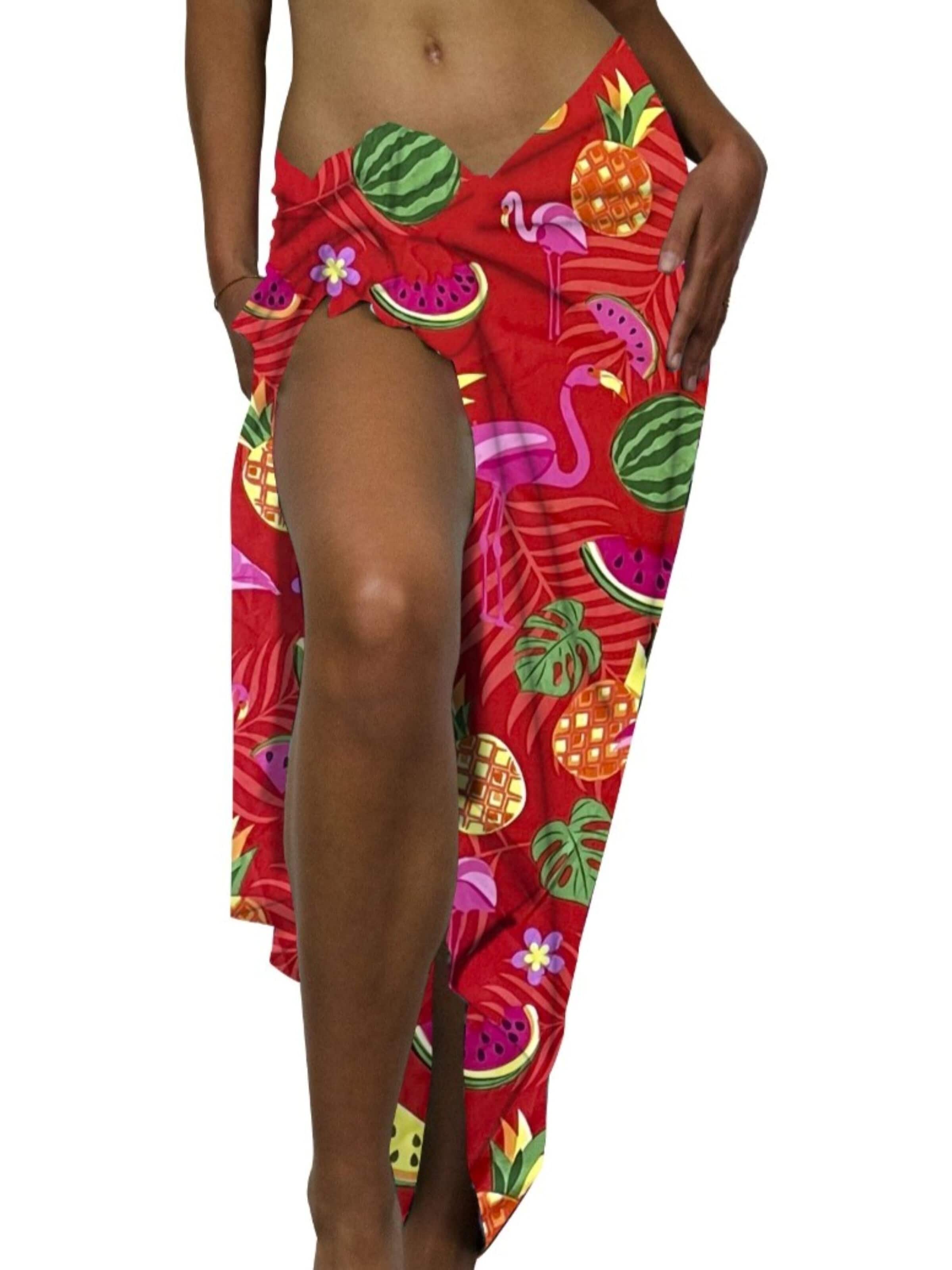 King Kameha Wrap 'Flamingo Melon' in Red