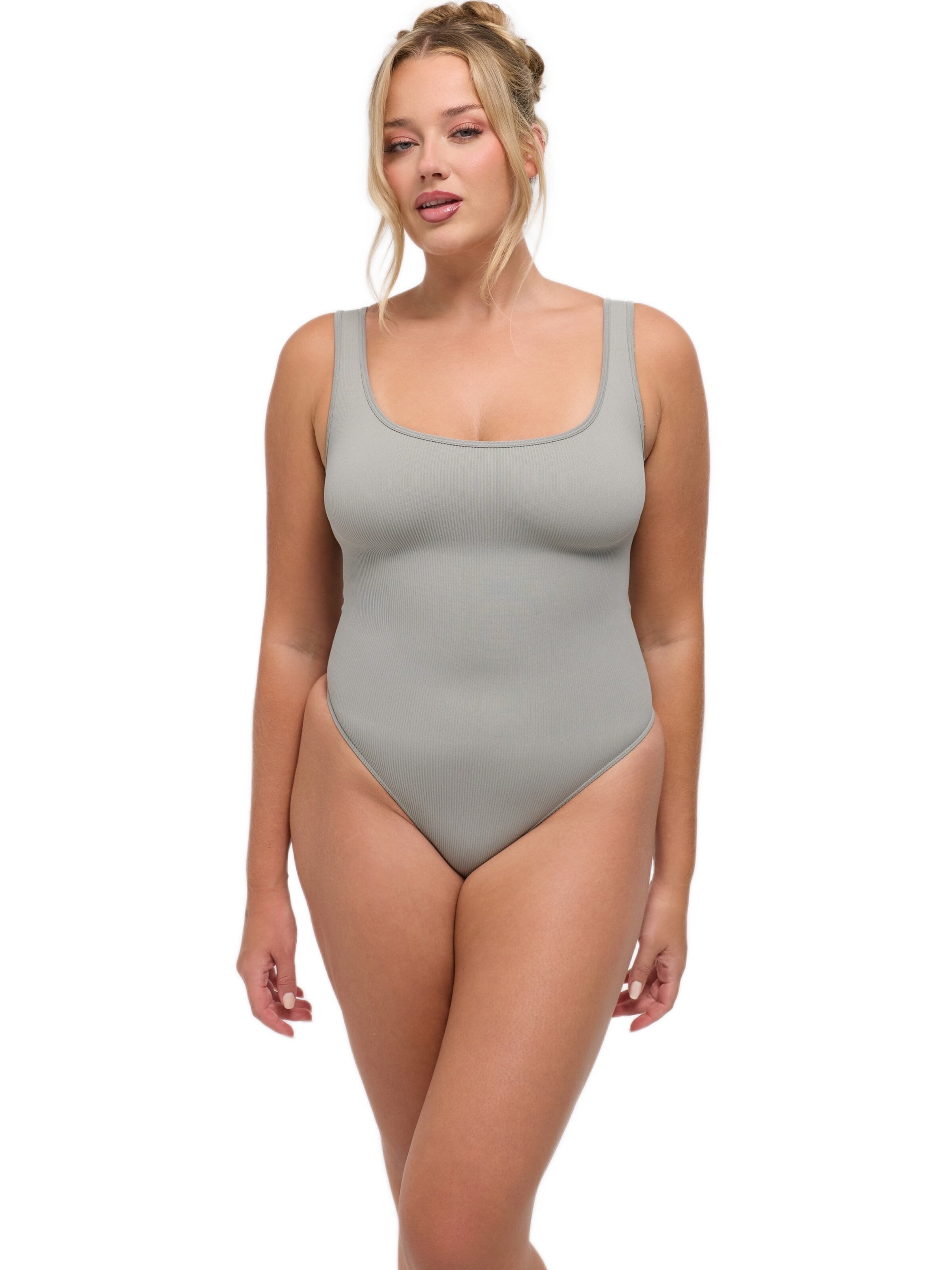 cfab Body 'Ribbed Tank Sculpting Bodysuit with String' - szürke