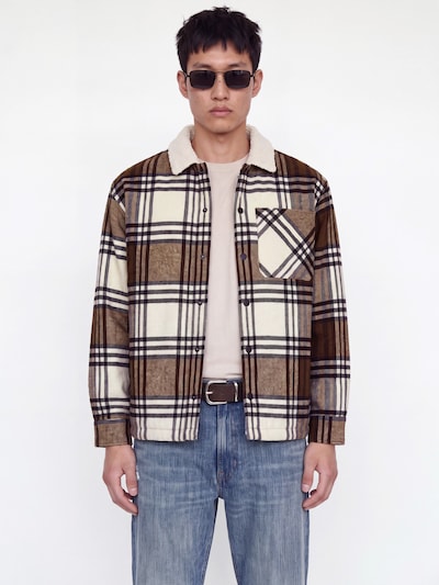 JACK & JONES Fleece Jacket 'JJZAC' in S in Ecru / Cognac / mottled brown / Black, Item view