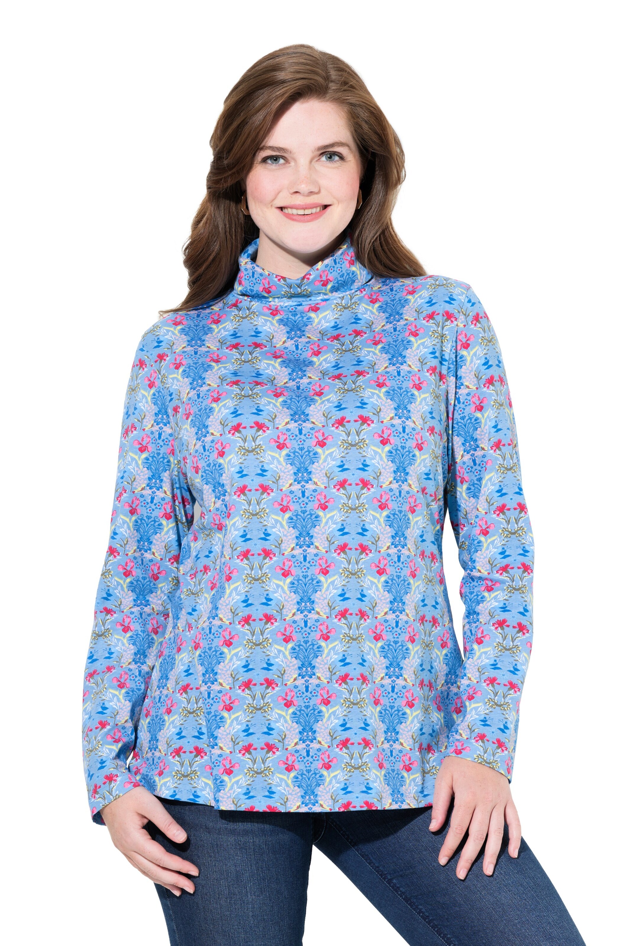 T-shirt Ulla Popken en bleu : devant