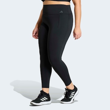 ADIDAS PERFORMANCE Skinny Workout Pants in Black: front