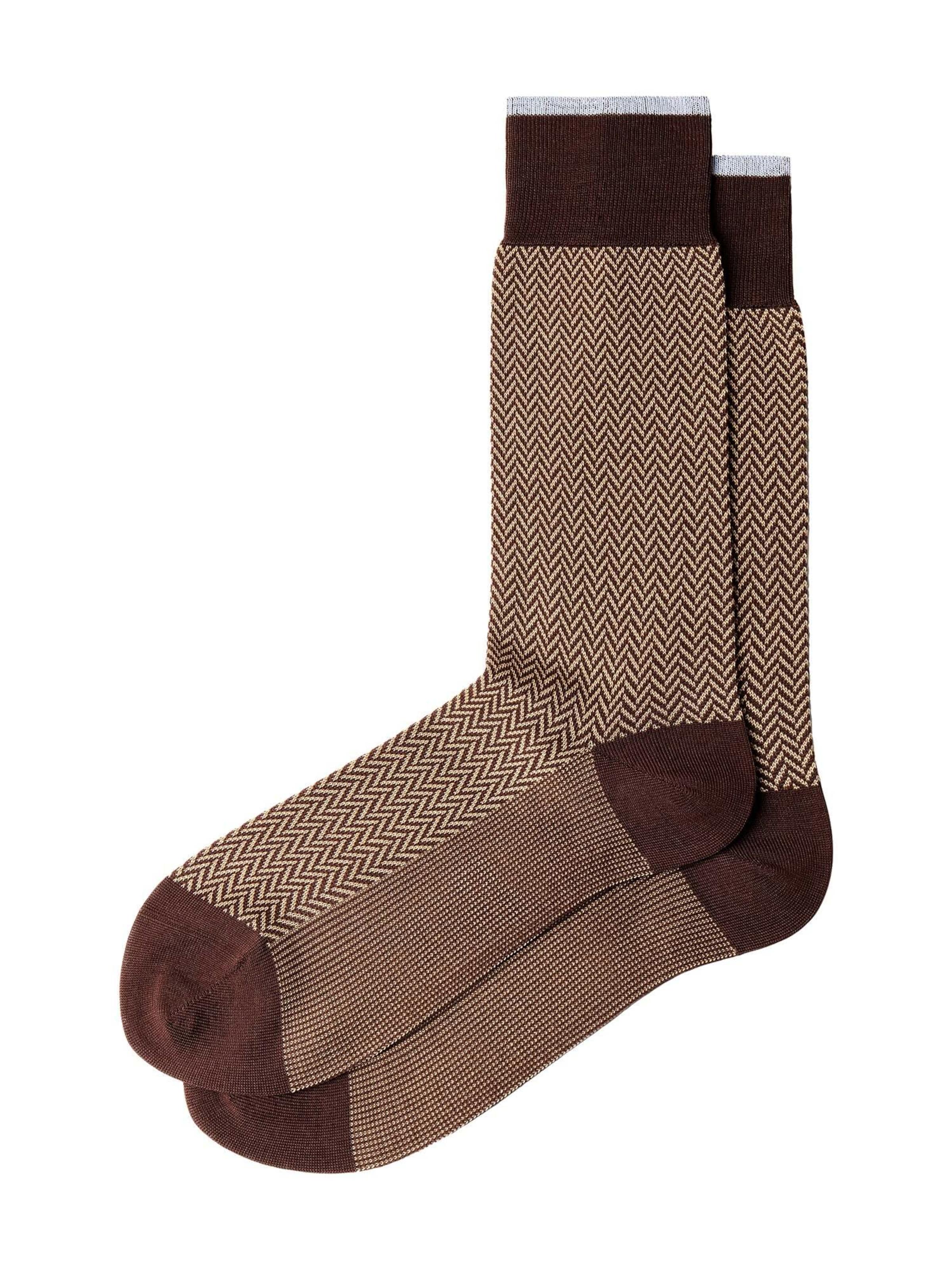 Hackett London Socken ' HERRINGBONE ' in Braun: Vorderseite