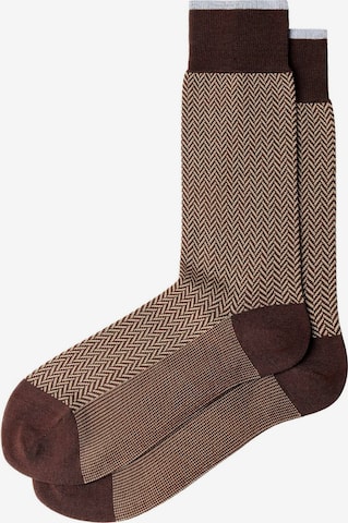 Hackett London Socken ' HERRINGBONE ' in Braun: Vorderseite