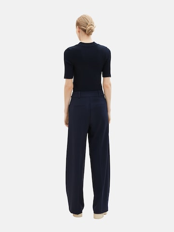 TOM TAILOR Loose fit Trousers with creases 'Lea' in Blue