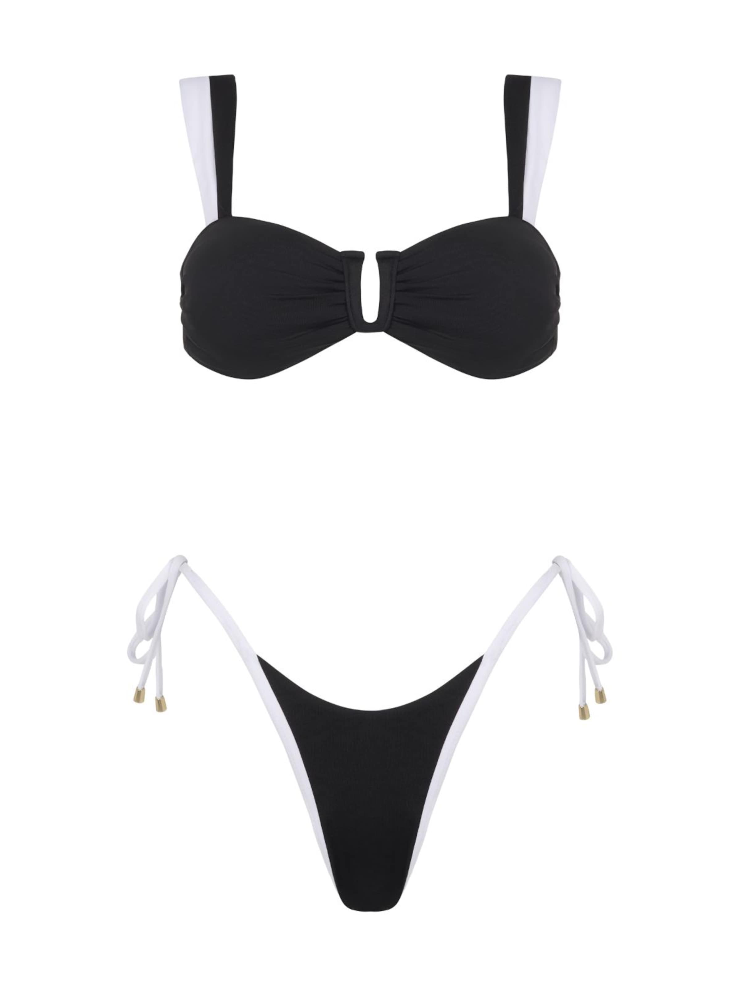 Acuarela Brand Balconette Bikini 'Royale U Bikini Set - Tie side' in Zwart: voorkant