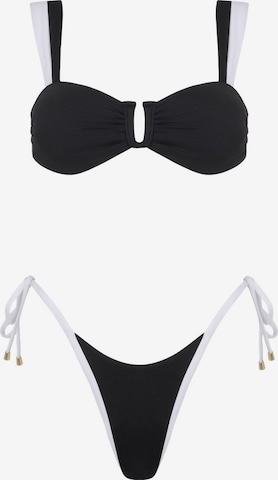 Balconnet Bikini 'Royale U Bikini Set - Tie side' Acuarela Brand en noir : devant