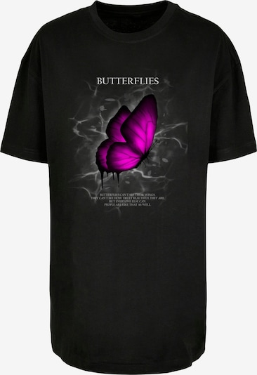 Merchcode T-Shirt in hellgrau / pink / schwarz, Produktansicht