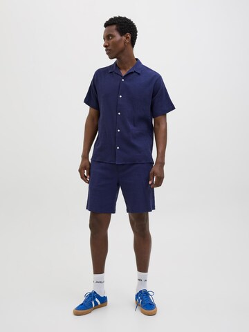 JACK & JONES Comfort fit Button Up Shirt 'JORLuke' in Blue