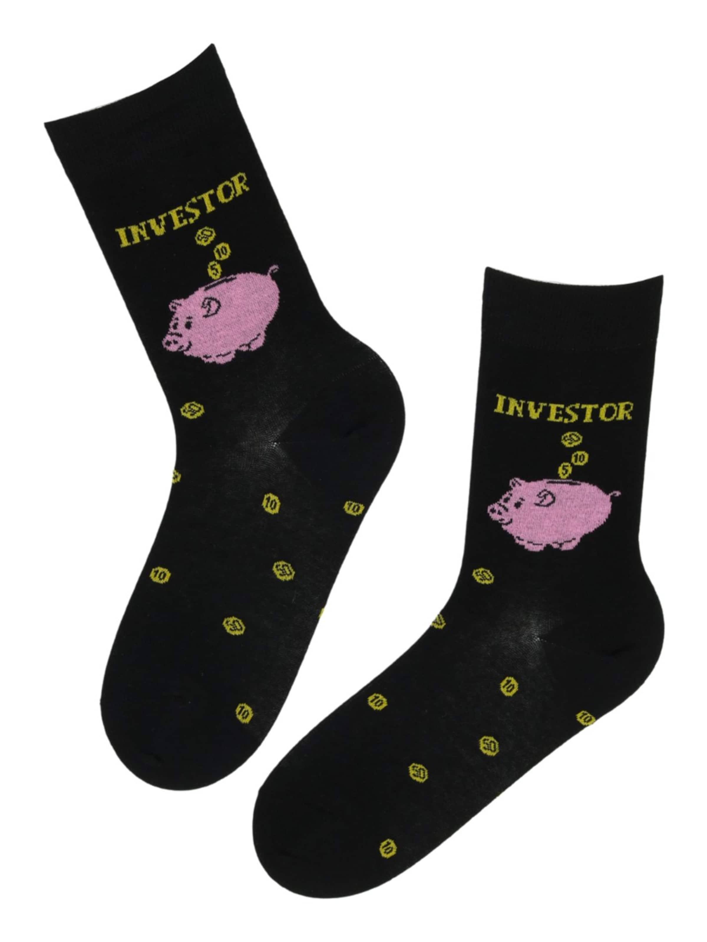Sokisahtel - Calcetines 'INVESTOR cotton money lover socks' en negro: frente