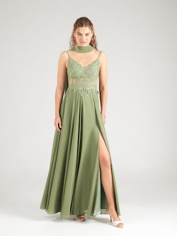 mascara - Vestido de noche en verde: frente
