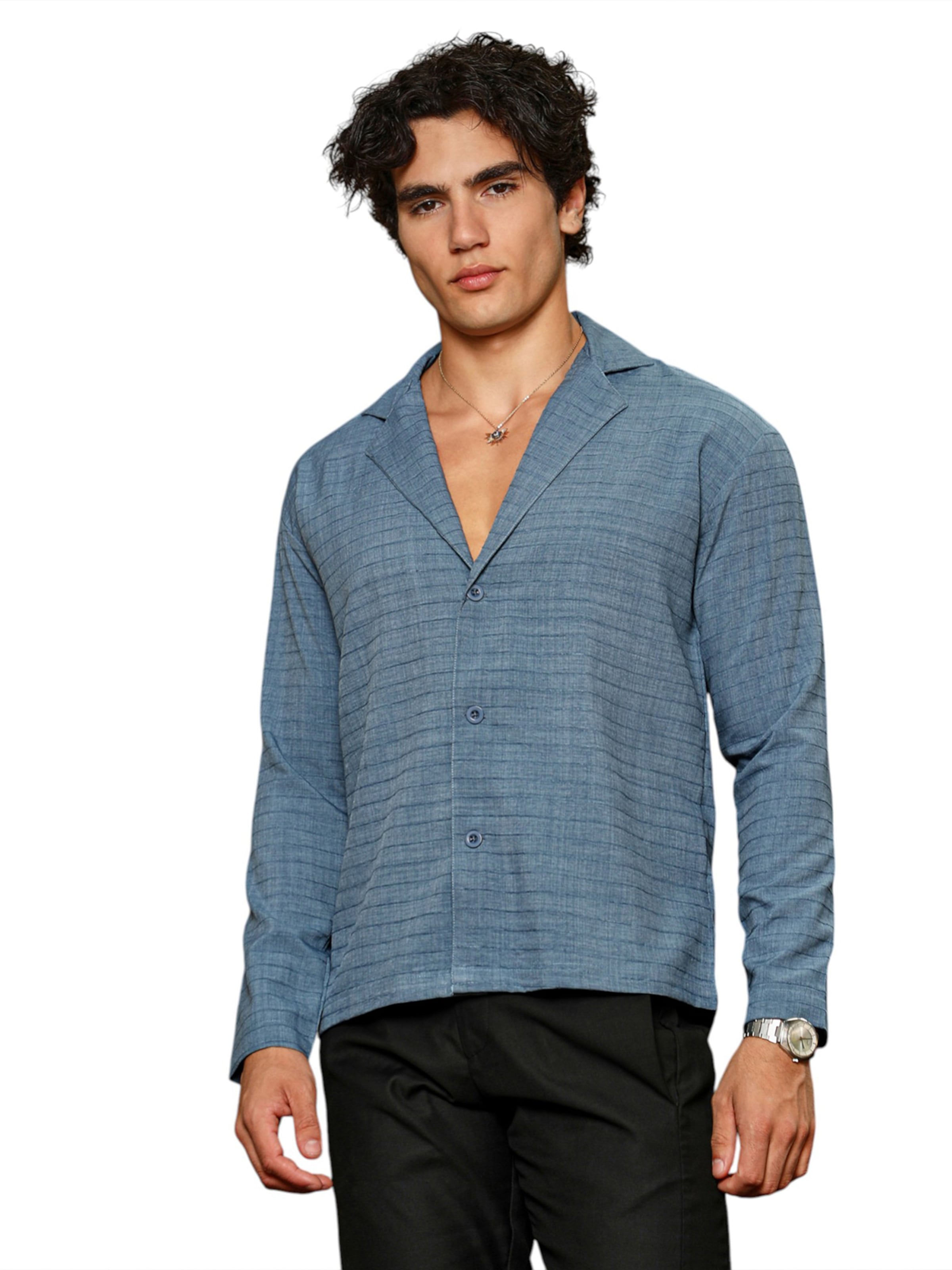 Campus Sutra Средняя посадка Рубашка 'Kaliyah' в Синий: спереди