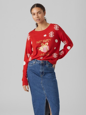 VERO MODA Sweater 'Xmas' in Red: front