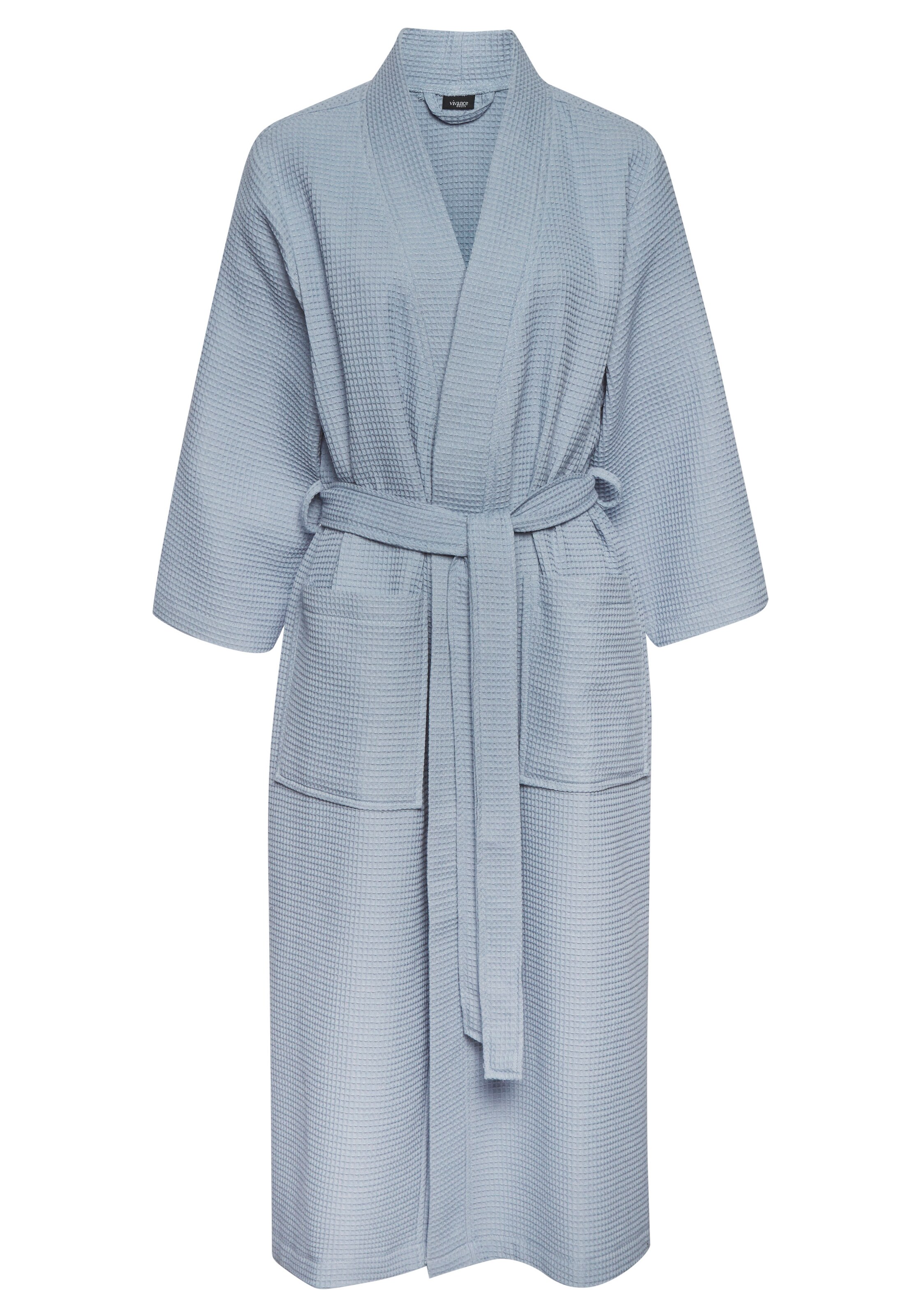 VIVANCE Long Bathrobe in Blue: front