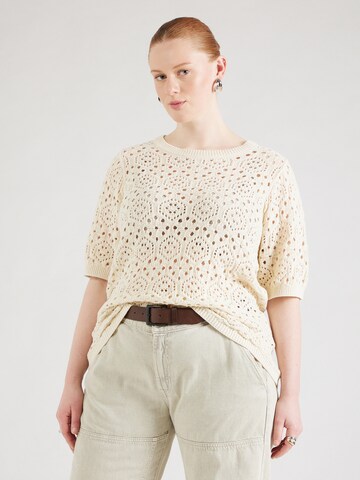 Pull-over 'VMCBERRY' Vero Moda Curve en beige : devant