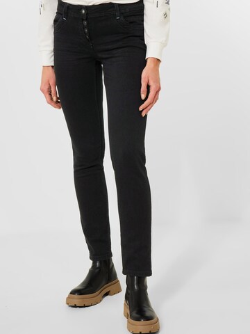 CECIL Slimfit Jeans 'Scarlett' in Zwart: voorkant