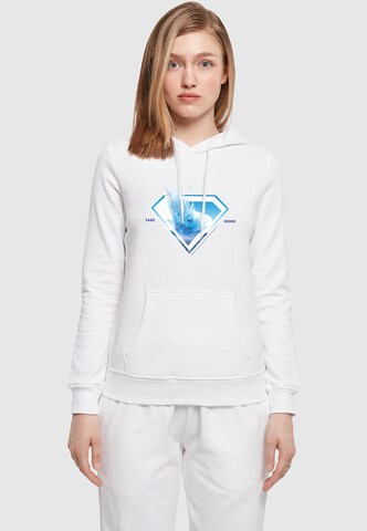 ABSOLUTE CULT Ladies Superman Logo Svalbard Take Me Home Basic Hoody ' ' in Weiß: Vorderseite