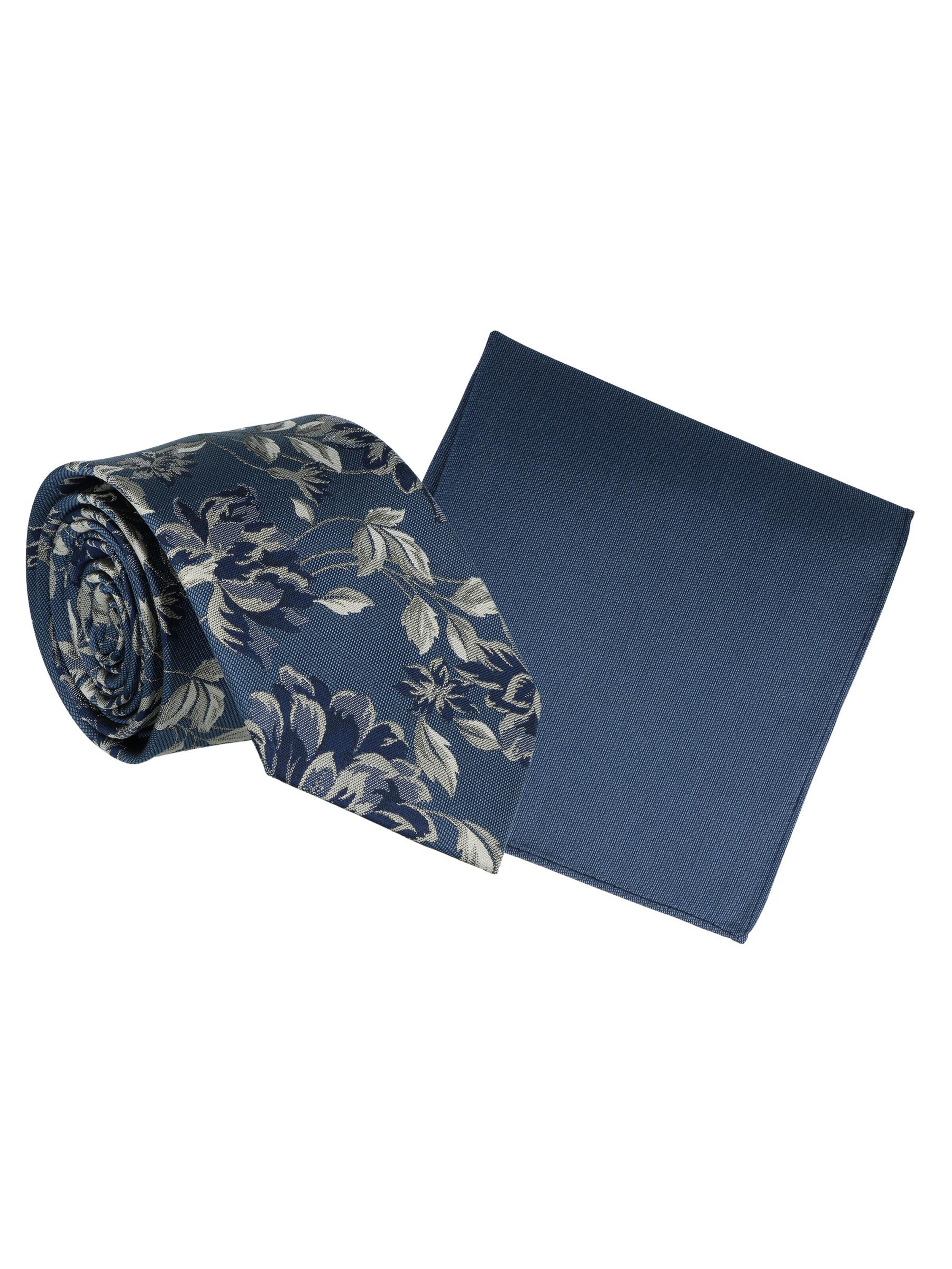 WILLEN Tie 'Floral / Uni' in Blue: front