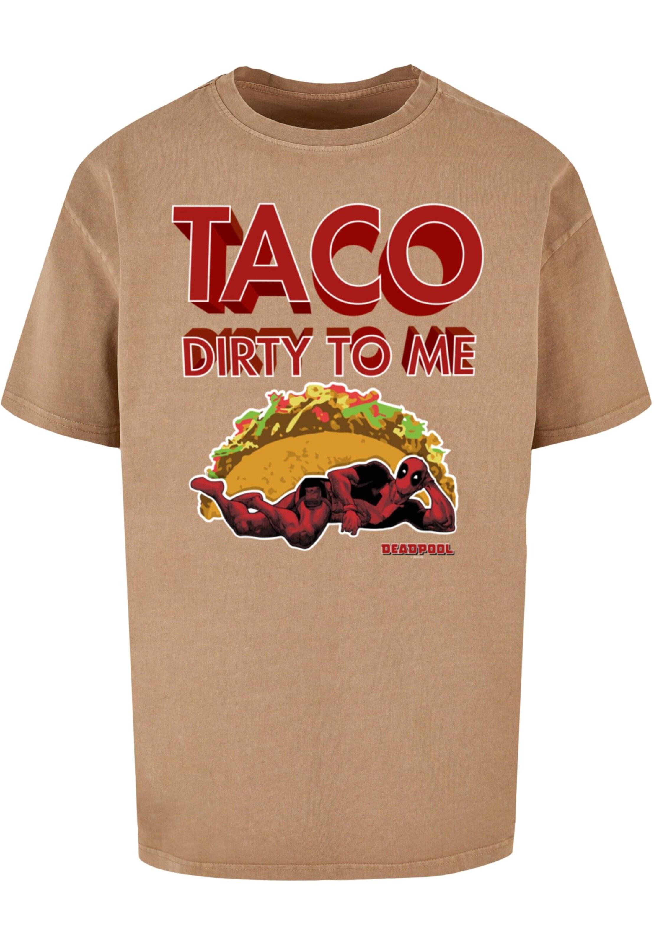 ABSOLUTE CULT T-Shirt 'Deadpool - Taco Dirty To Me' in Beige: Vorderseite
