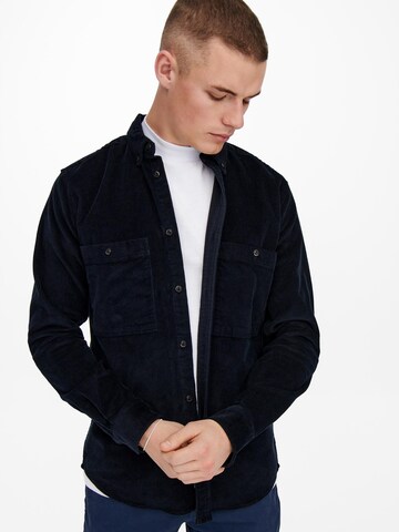 Only & Sons Regular fit Button Up Shirt 'Terry' in Blue