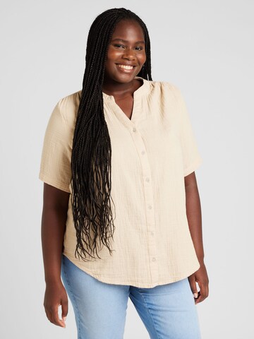 Camicia da donna 'CARThyra' di ONLY Carmakoma in beige: frontale