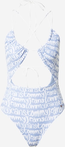 Tommy Jeans Bustier Badpak in Blauw: voorkant