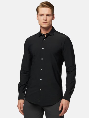 Boggi Milano Slim fit Button Up Shirt in Black: front