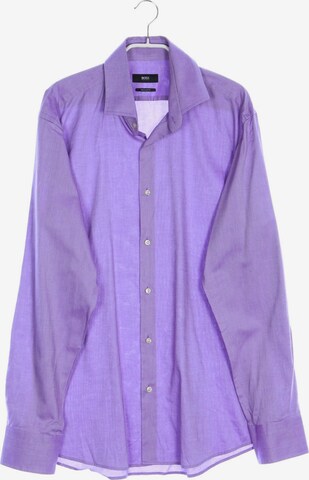 BOSS Black Button Up Shirt in L in Purple: front