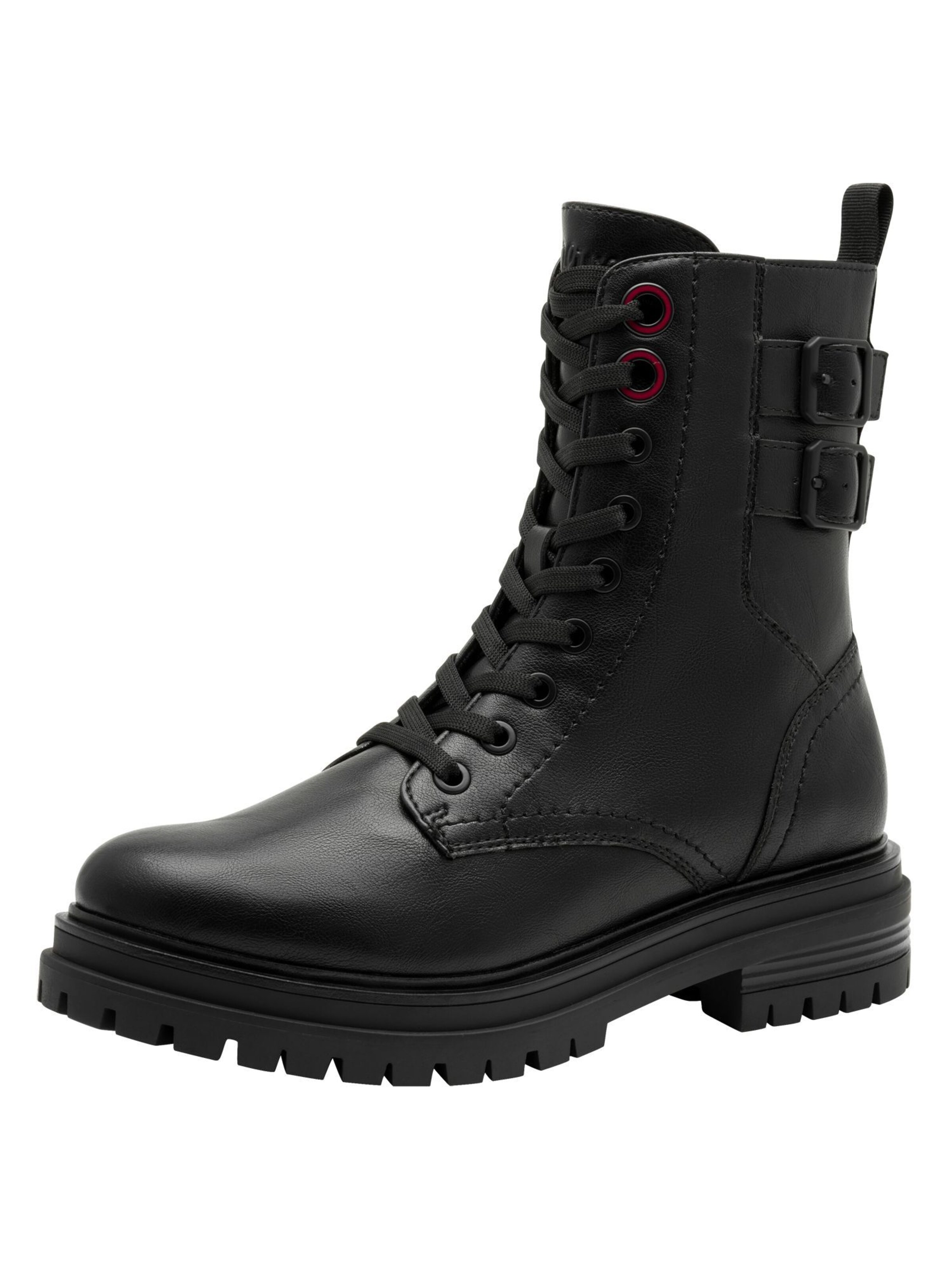 s.Oliver Lace-Up Ankle Boots in Black: front