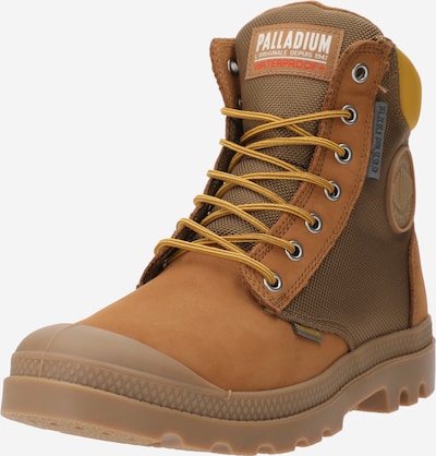 Palladium Bottines à lacets 'PAMPA' en marron / caramel / orange / blanc, Vue avec produit