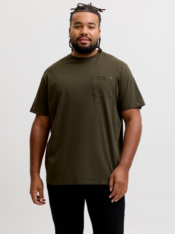 Jack & Jones Plus Μπλουζάκι 'JJEDOVER' σε πράσινο: μπροστά