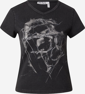 WEEKDAY Футболка 'Fleur' в Черный: спереди
