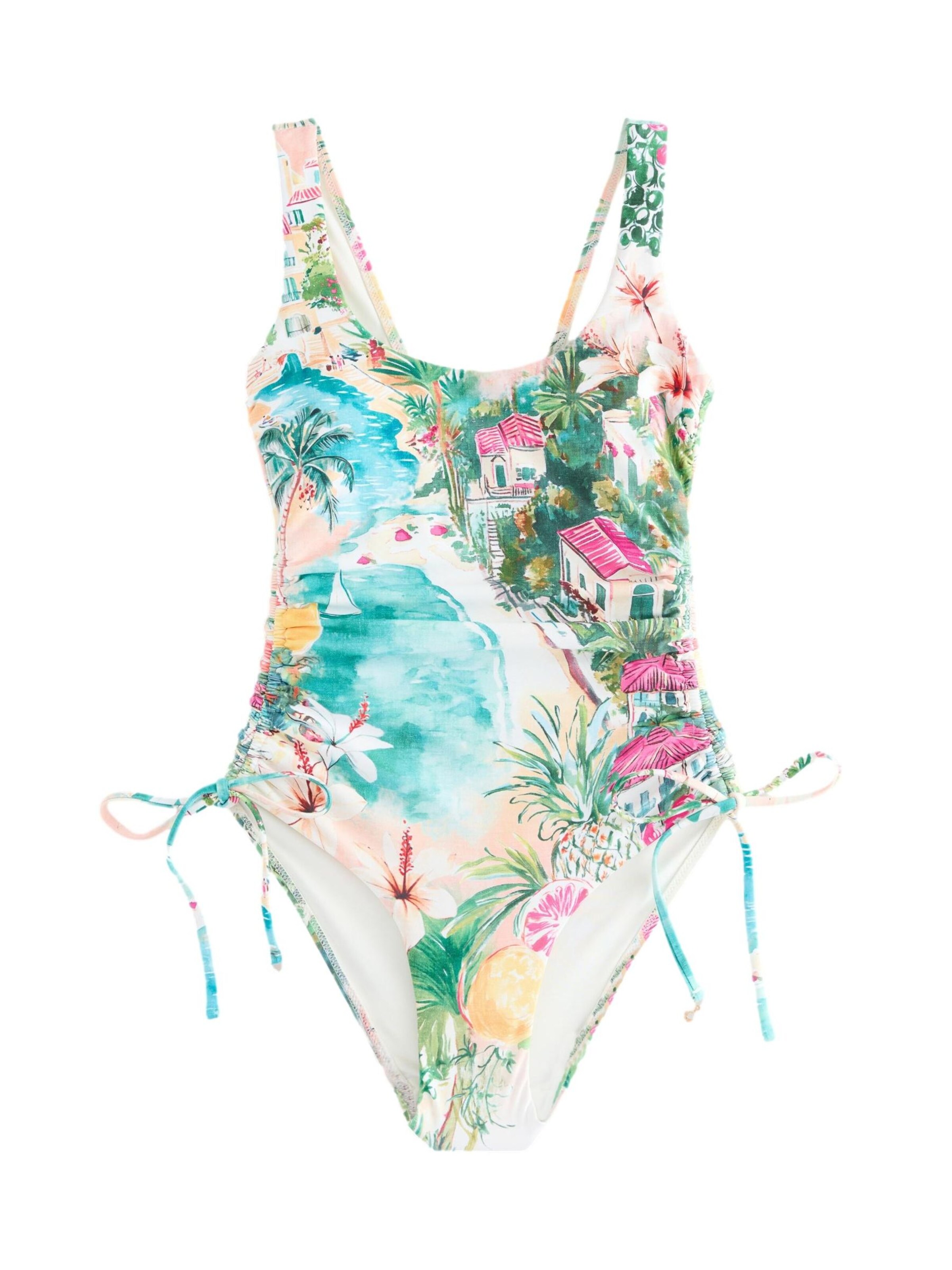 Next Maillot de bain en aqua / vert / rose / blanc, Vue avec produit