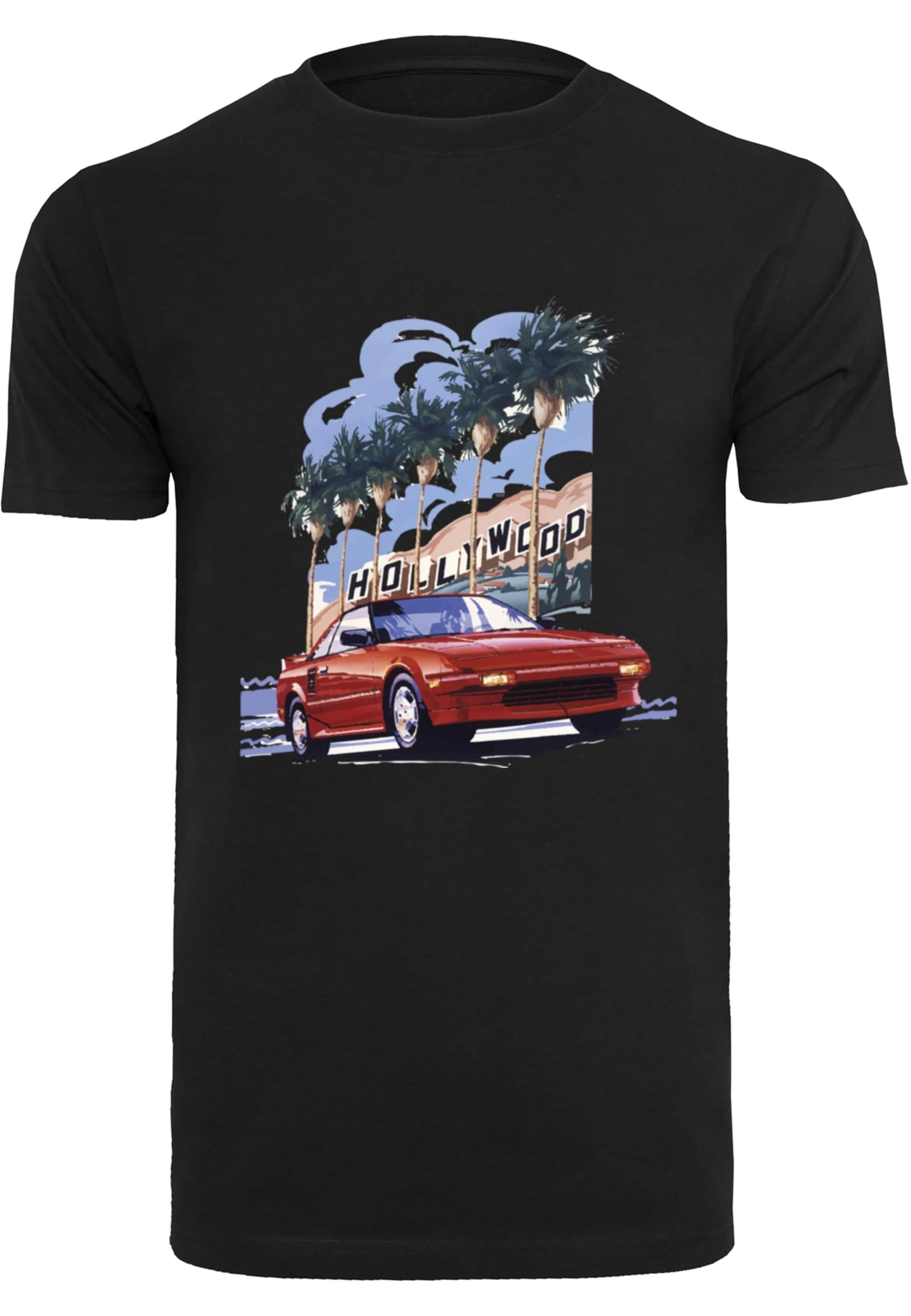 Mister Tee Shirt 'Hollywood Car' in Zwart: voorkant