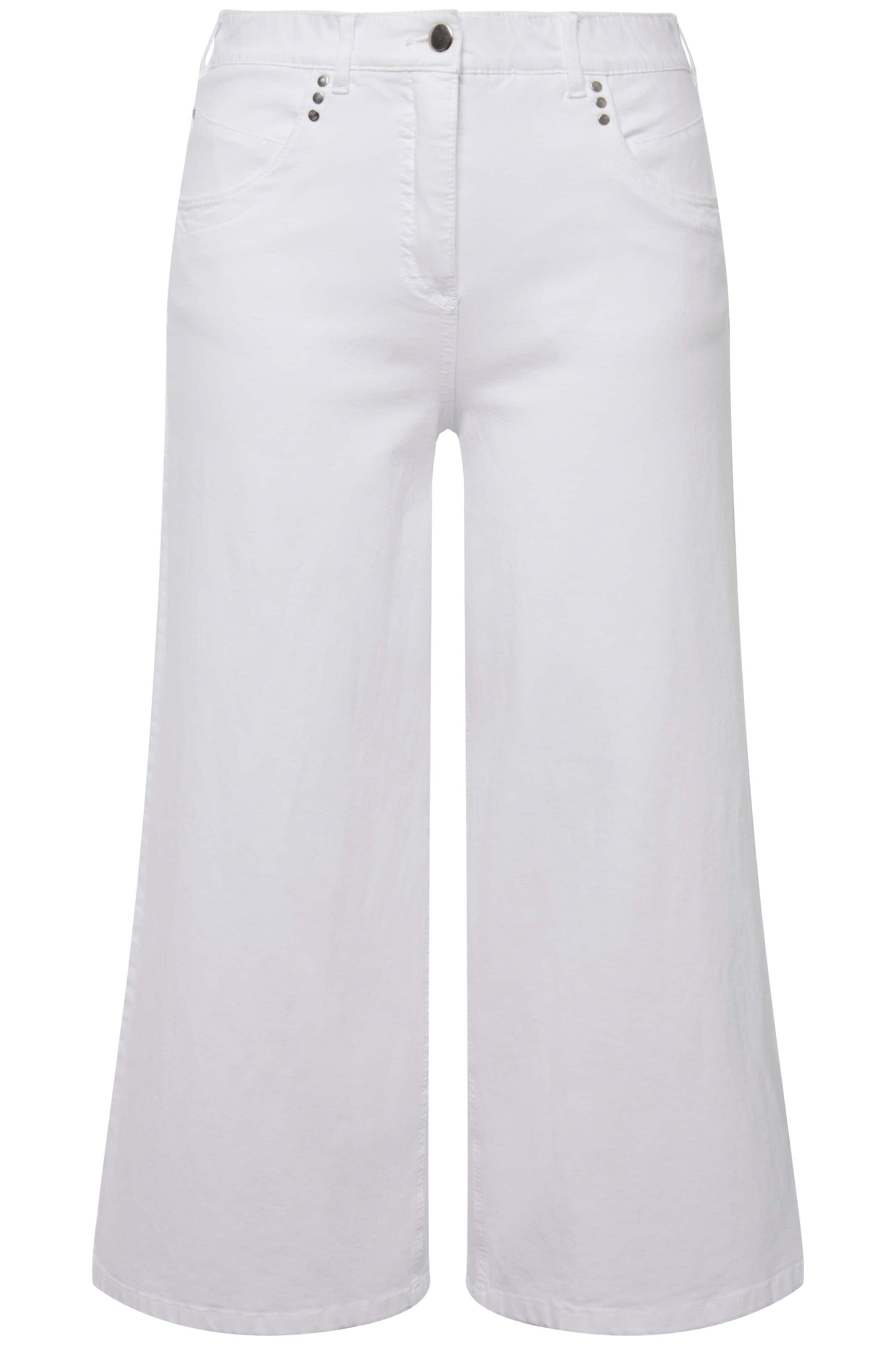 Ulla Popken Wide leg Jeans in Wit: voorkant