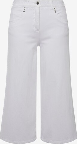 Ulla Popken Wide leg Jeans in Wit: voorkant