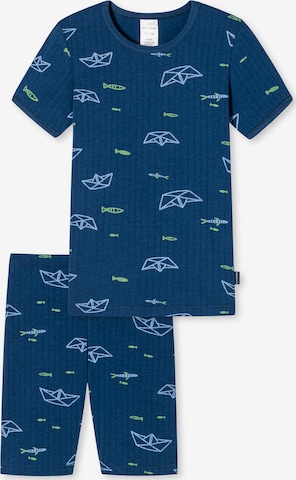 SCHIESSER Pajamas 'World' in Blue: front