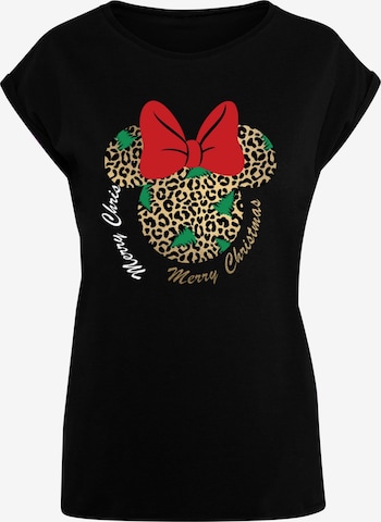 ABSOLUTE CULT Shirt 'Minnie Mouse - Leopard Christmas' in Black: front