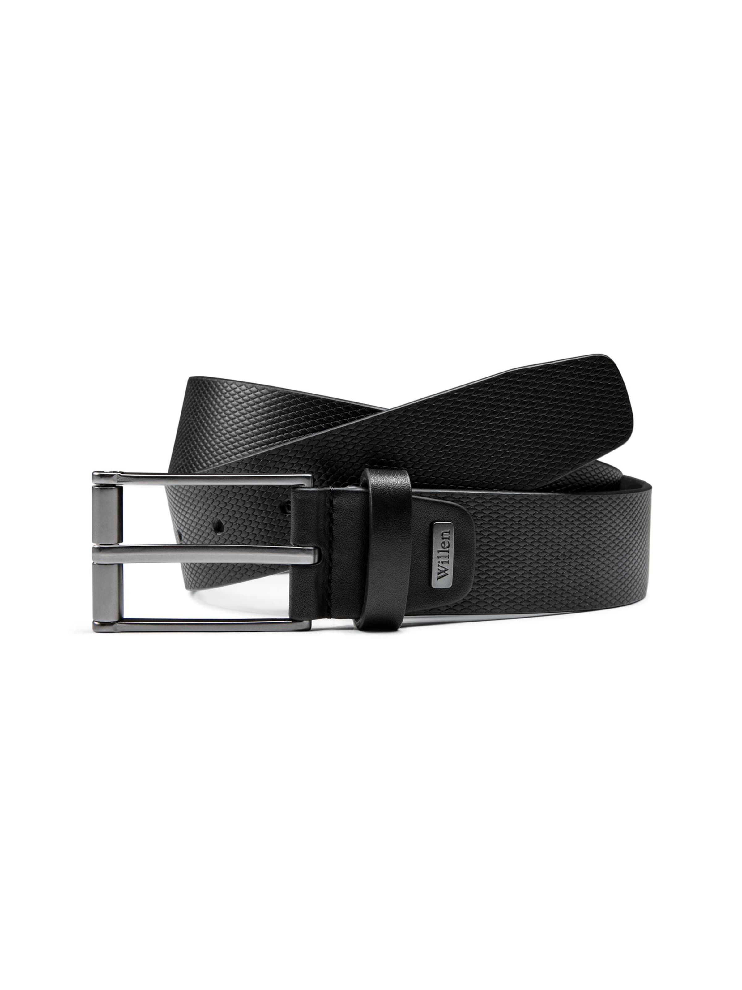 WILLEN Belt 'Vollrindledergürtel mit Mikroprägung' in Black: front