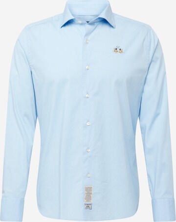La Martina Slim fit Button Up Shirt in Blue: front