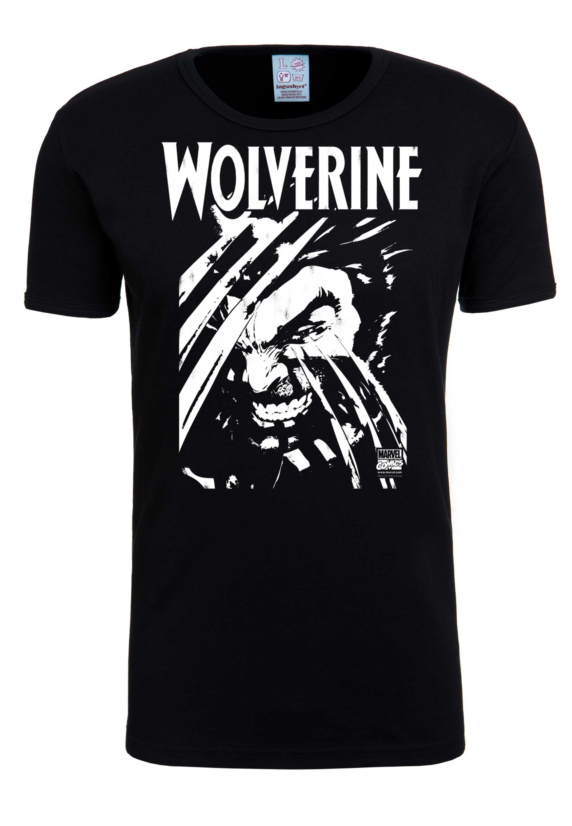 LOGOSHIRT Shirt 'Wolverine' in Zwart: voorkant