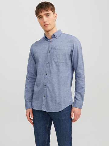 JACK & JONES Slim fit Button Up Shirt 'JJEClassic' in Blue: front