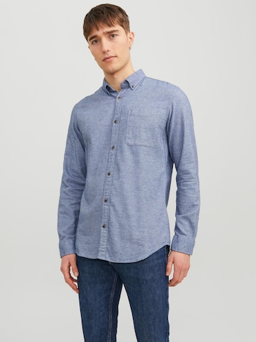 JACK & JONES Slim fit Button Up Shirt 'Classic' in Blue: front