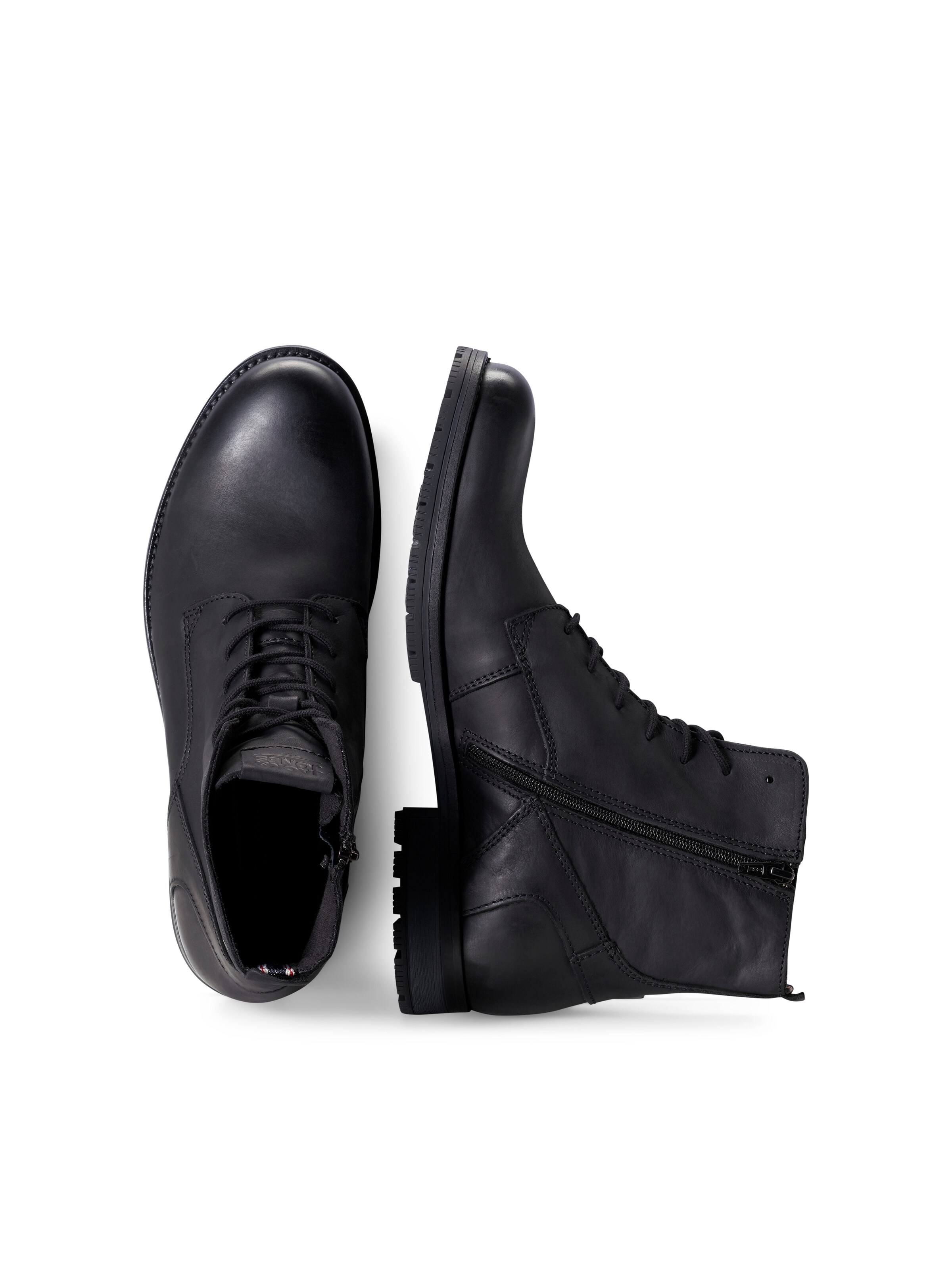 JACK JONES Lace Up Boots Orca in Black ABOUT YOU